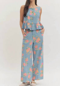 Entro - Women's Floral Denim Pants