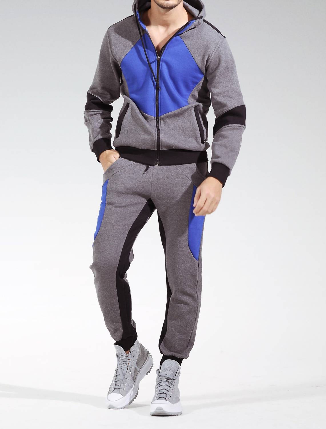 The Athletic Side Of Us The Builder Set – Organic Cotton Zip Hoodie & Tapered Sweatpants in gray - men's item