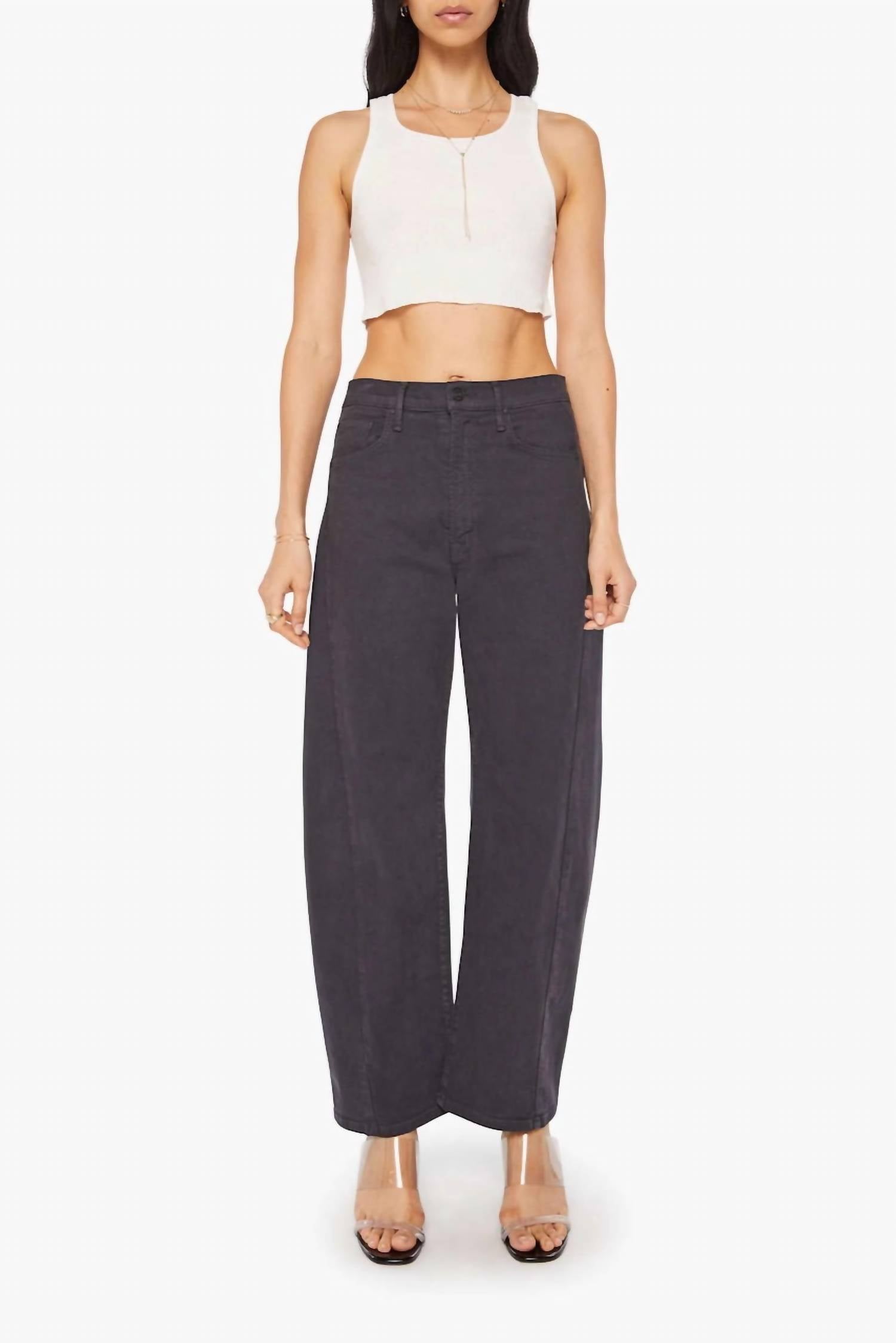 Mother Smooth Half Pipe Flood Jeans in faded black - women's pants