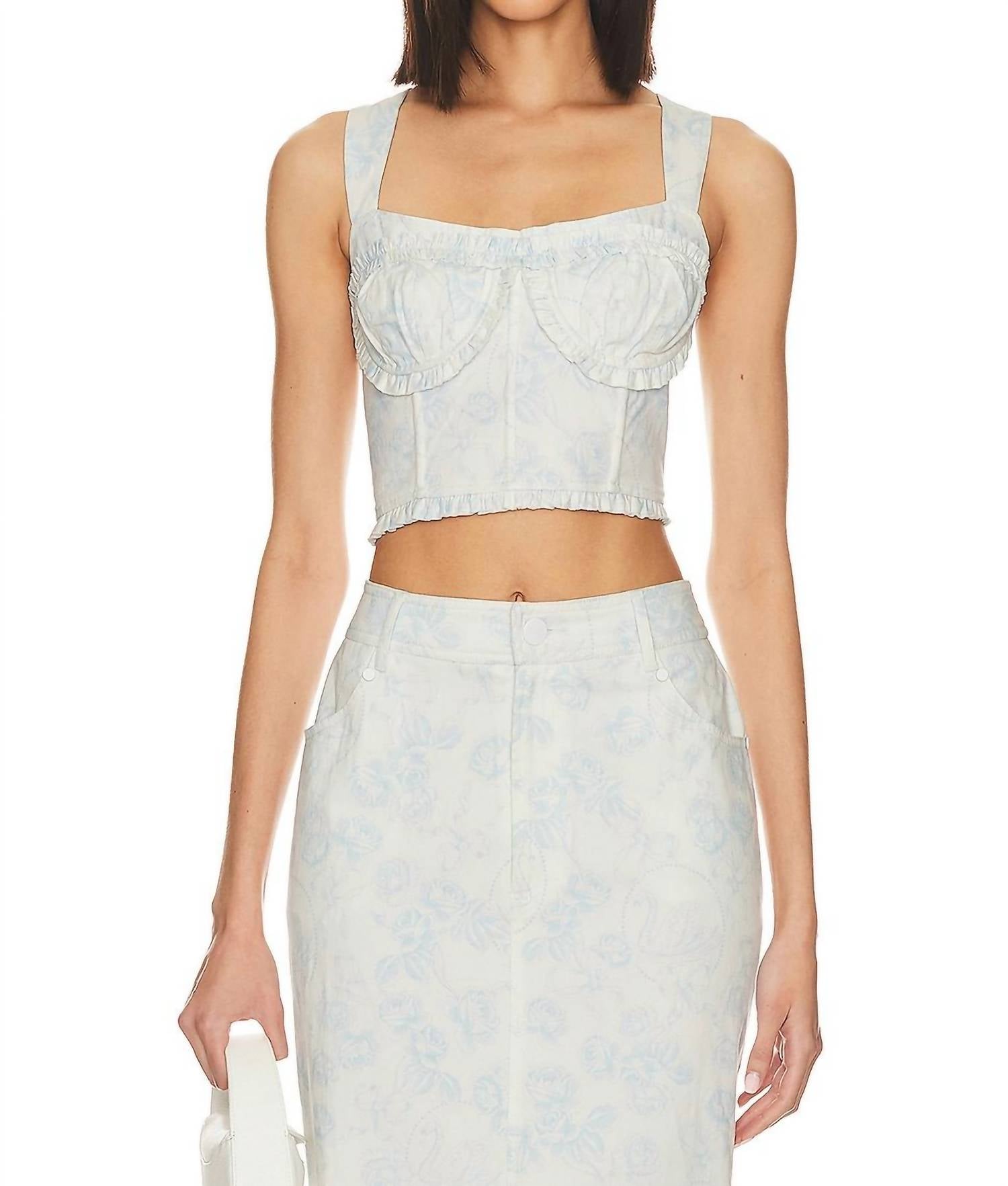 For Love & Lemons - Chantal Denim Corset Top
