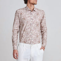 Emanuel Berg Byron Paisley Print Flex Knit Shirt in medium pink - men's shirt
