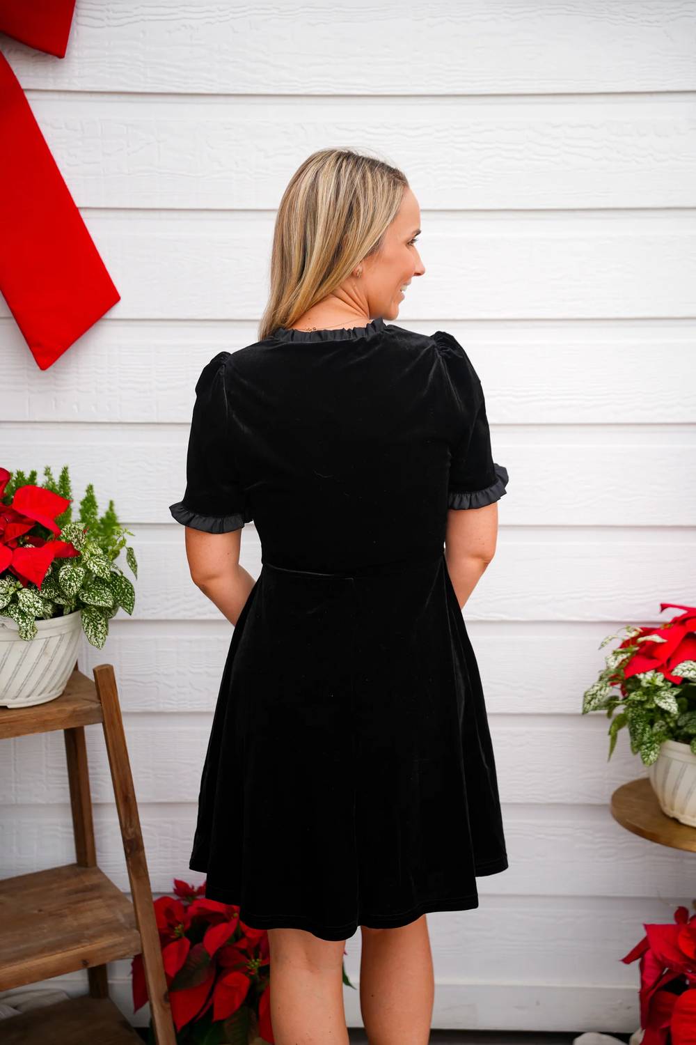 So Me - Velvet Ruffled Mini Dress