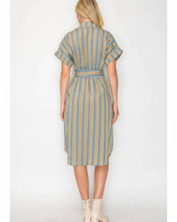 Meet Me In Santorini - Hazel Fall Stripe Shirt Dress