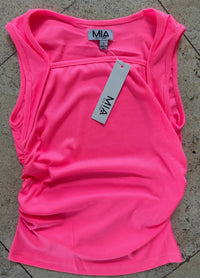 Mia - Tween Girl's Square Neck Ruched Tank Top