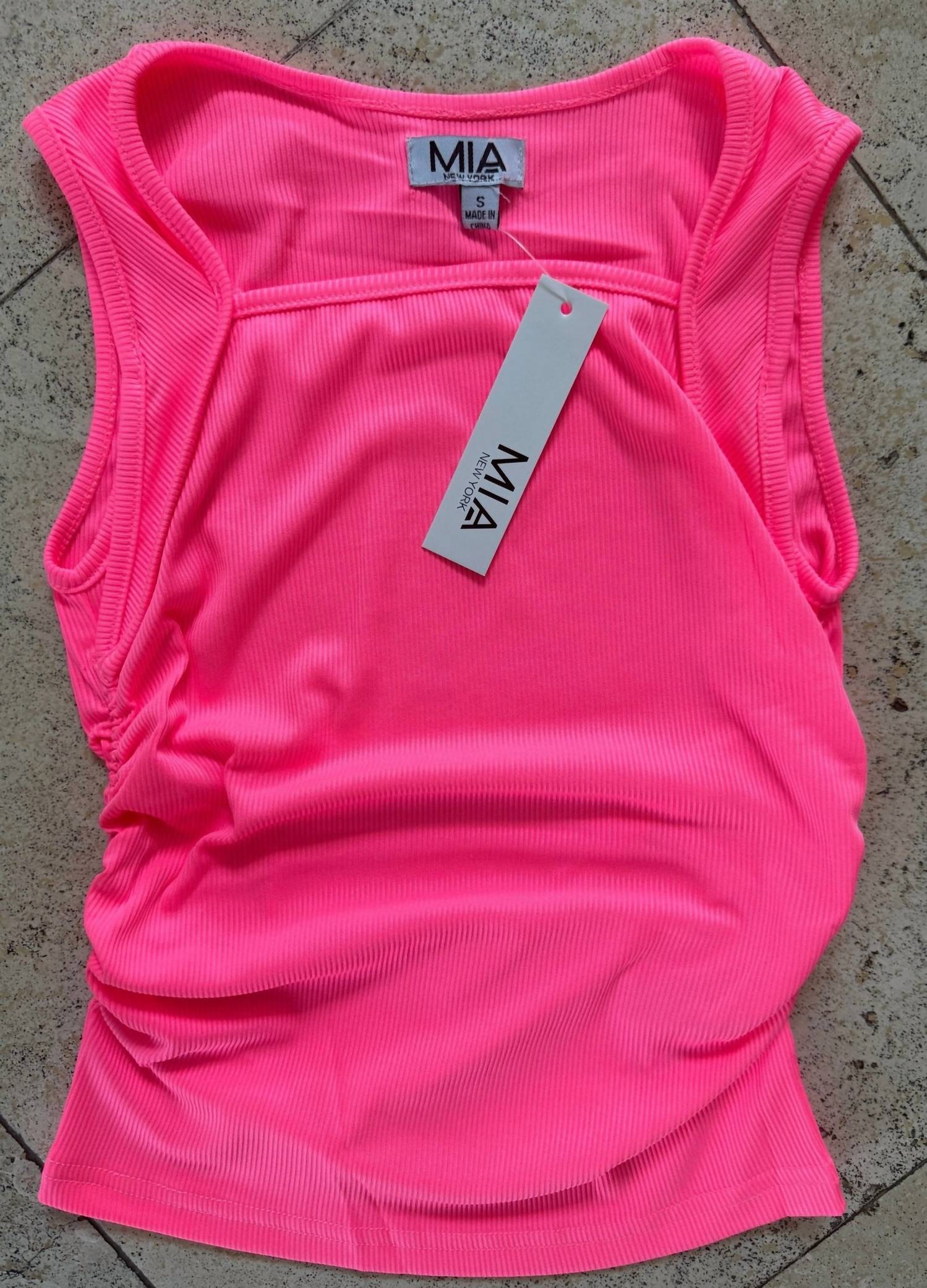 Mia - Tween Girl's Square Neck Ruched Tank Top