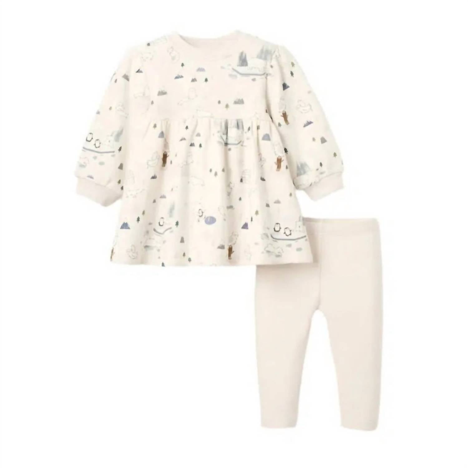 Elegant Baby - Kid's Arctic Family Printed Fleece Dress & Rib Legging Set