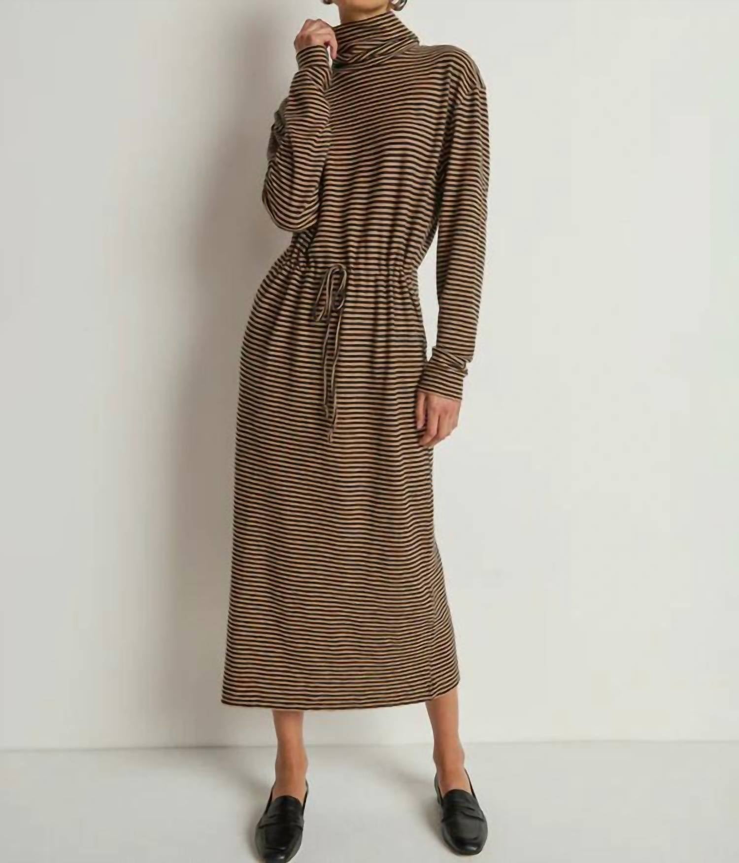 Nation LTD Mariel Dress in mini cocoa stripe - women's dress - detail view