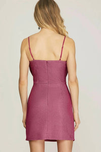She + Sky - Metallic Bow Mini Dress