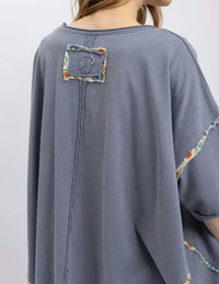 Blue Velvet - Lace Flower Patchwork Oversized Top