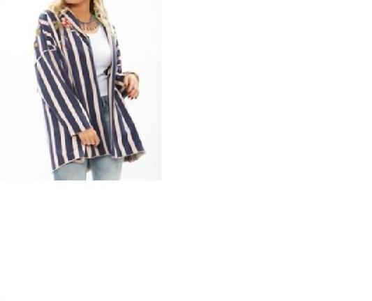 Aratta - crafted stripe jacket with embroidery