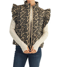 Jodifl - Ruffled Cap Sleeves Leopard Vest