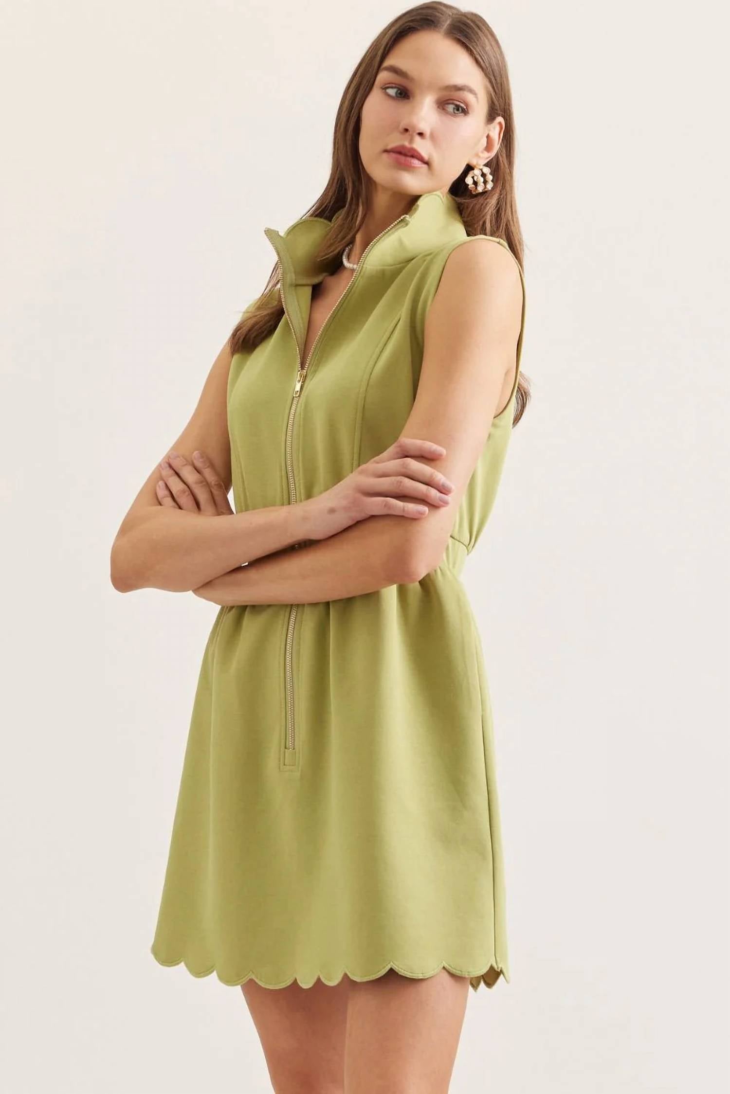 Entro - Matcha Scallop Dress