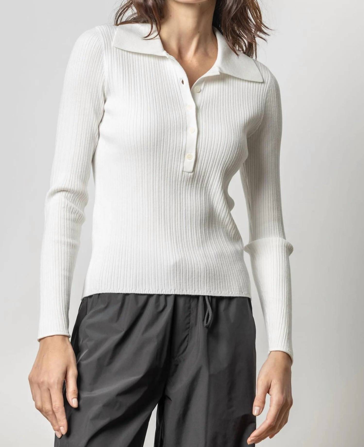 Lilla P - Polo Collar Henley Sweater