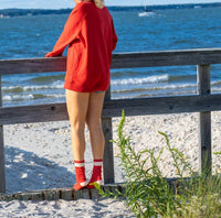 Upstate Stock Women's Amagansett Beach Upcycled Terry Sweater in cherry red - women's sweater - alternate view