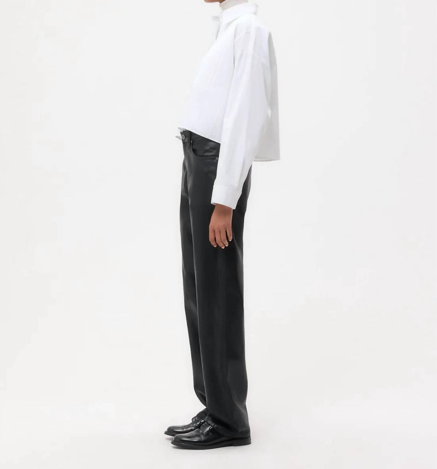 TWP Soon To Be Ex Button-Down With Bib in super compact white poplin cotton - women's shirt - alternate view