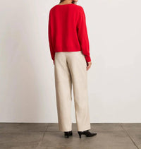 TANYA TAYLOR Audrey Cashmere V-neck Sweater Top in scarlet - women's sweater - alternate view