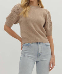 Entro - Embroidered Short Sleeve Sweater