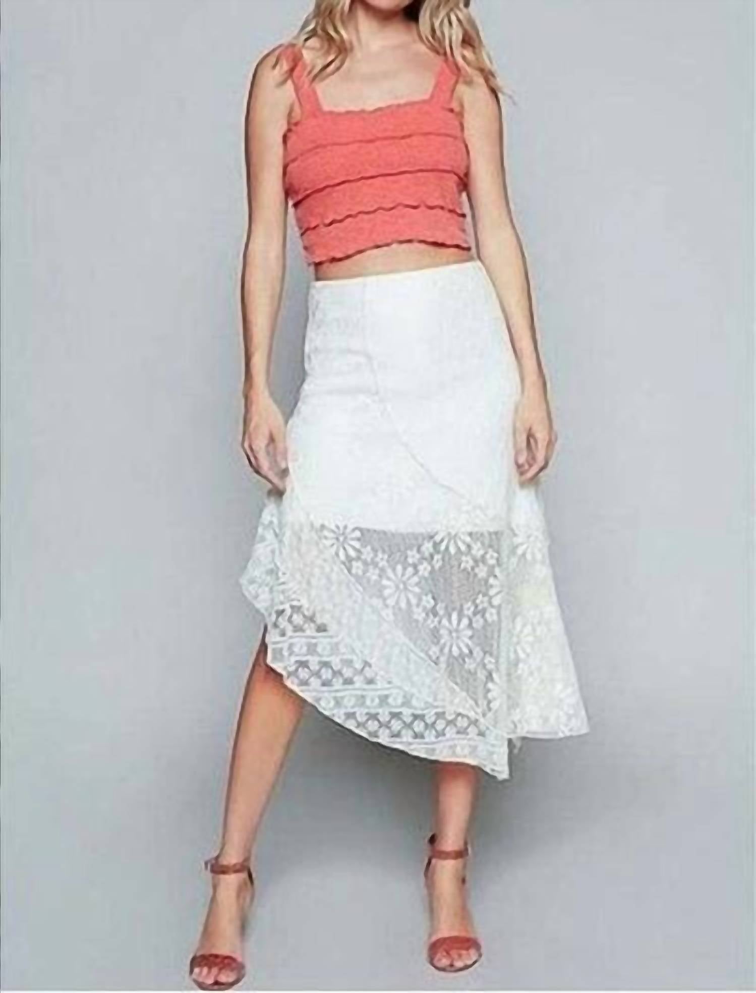 Pol - Floral Asymmetrical Midi Skirt