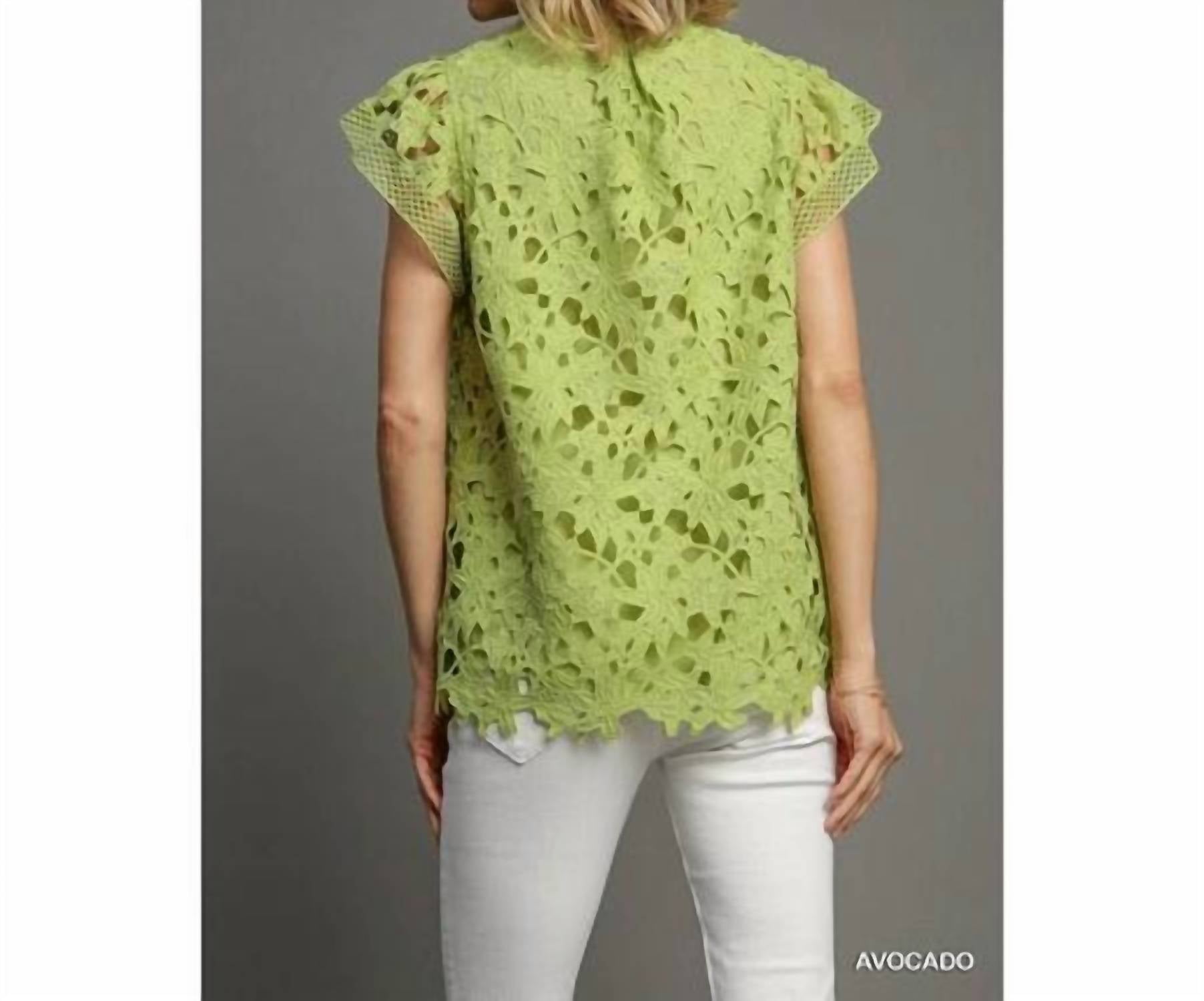 Style Usa - Lace Split Neck Top