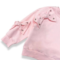 Doe A Dear - Girl's Rhinestone Bow Long Sleeve Pullover