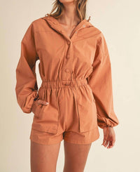 Mable - Long Sleeve Button Down Hoodie Romper