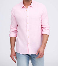 Raffi Pure Linen Long Sleeve Shirt in pink - men's shirt - alternate view