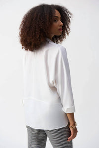 Joseph Ribkoff - V-neck Poplin Boxy 3/4 Sleeves Shirt