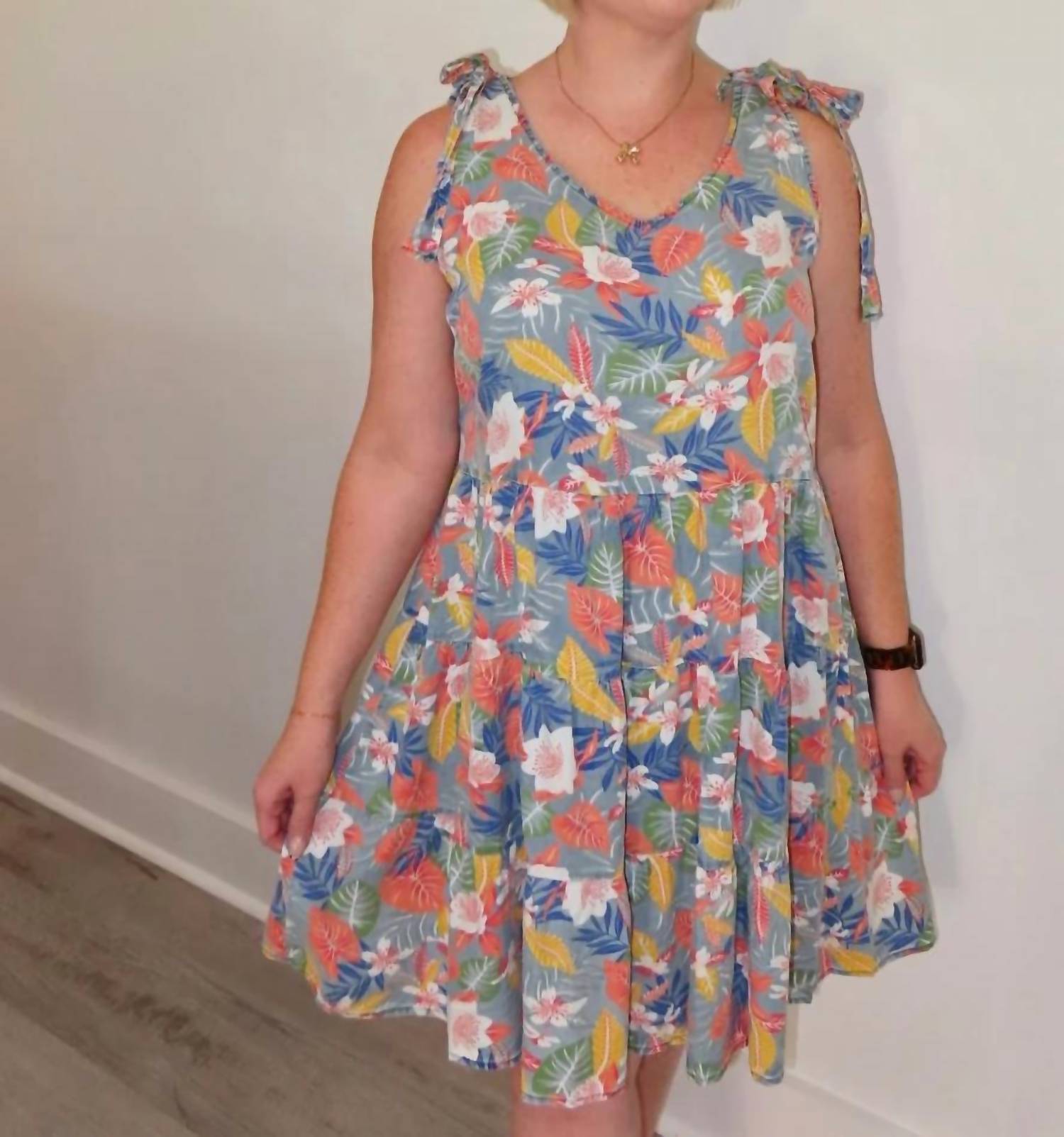 Umgee - Roxy Chambray Floral Dress