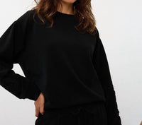 Esqualo - Modal Top With Embroidered Floral Sleeve