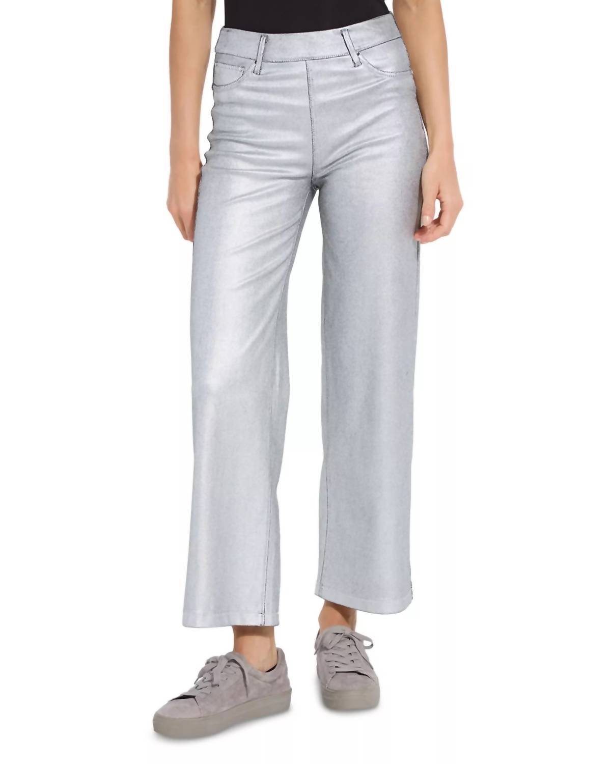 Lysse - Women's Metallic Coated Wide Leg Denim Jean
