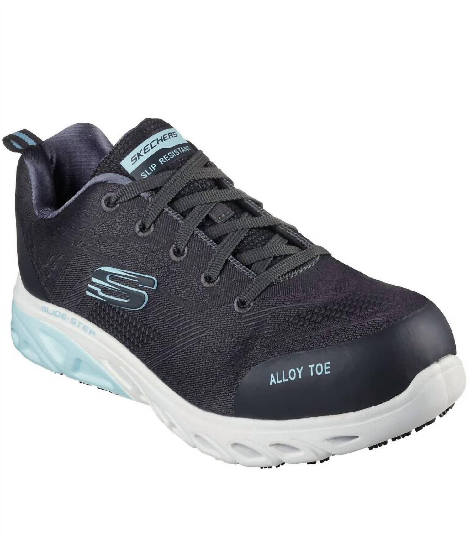 Skechers Women's Glide Step Sr Adilly Shoes in charcoal - women's sneaker - detail view