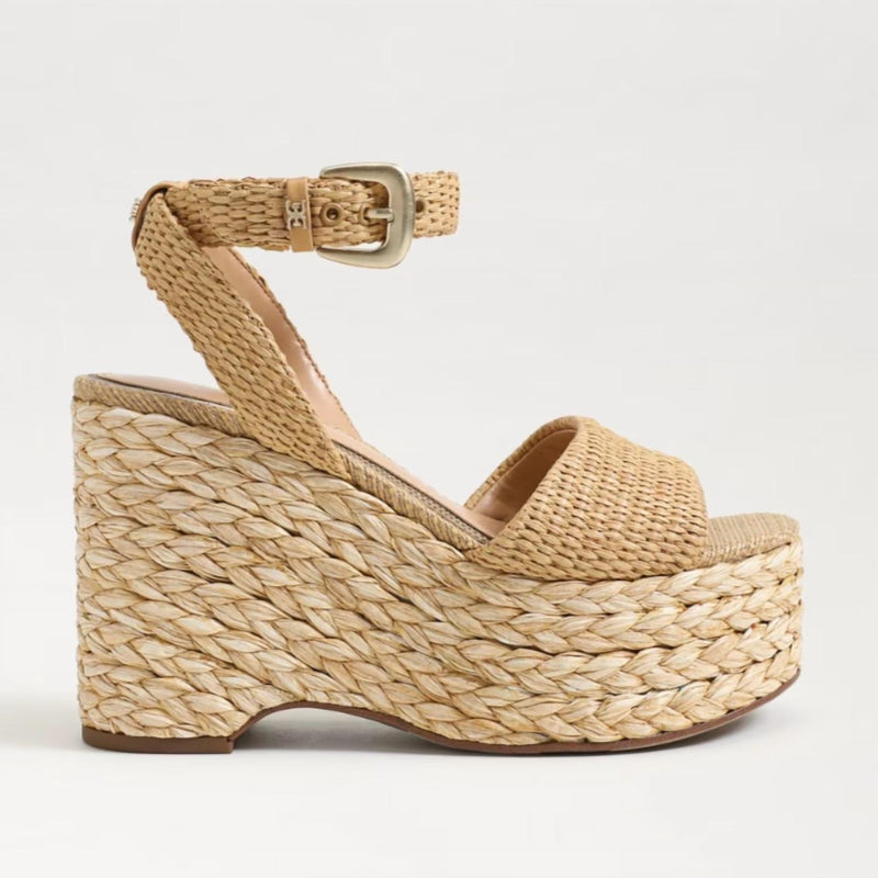 Sam Edelman Women's April Platform Sandal in sand raffia - women's sandal