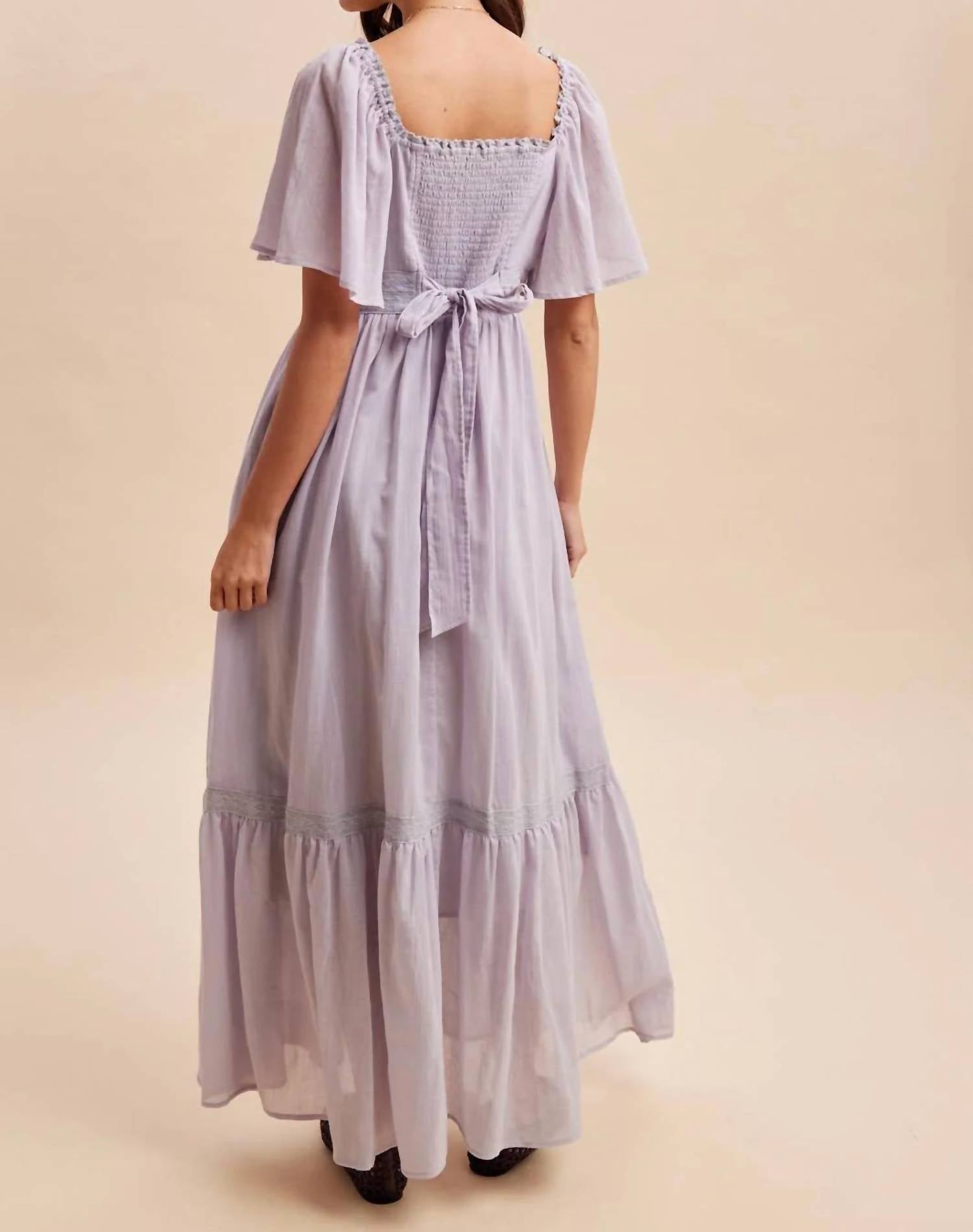 In-Loom - Women's Lace Flutter Sleeve Maxi Dress
