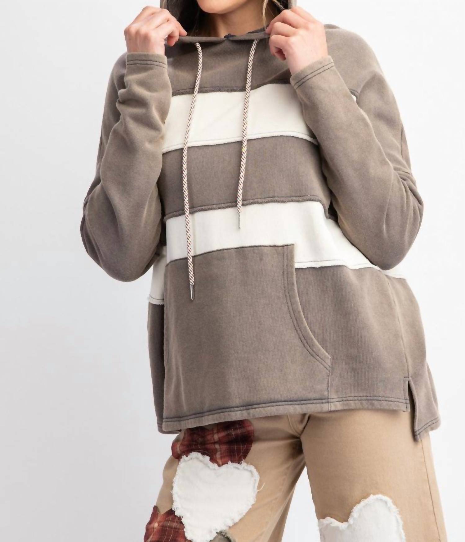 Easel Patched Up Hoodie in ash navy - women's top - view 5