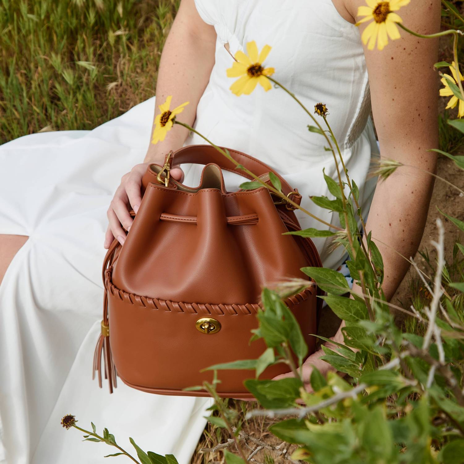 Melie Bianco Women's Janae Saddle Leather Top Handle Bag in brown - women's bag - view 7