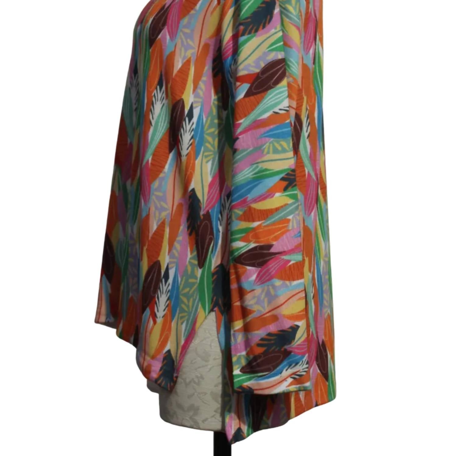 Nally & Millie - Women's V Neck Leaf Print Top