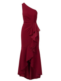 Adrianna Papell - Crepe One Shoulder Ruffle Gown