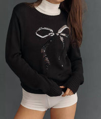 Beach Riot Jolene Bow Sweater in black - women's sweater