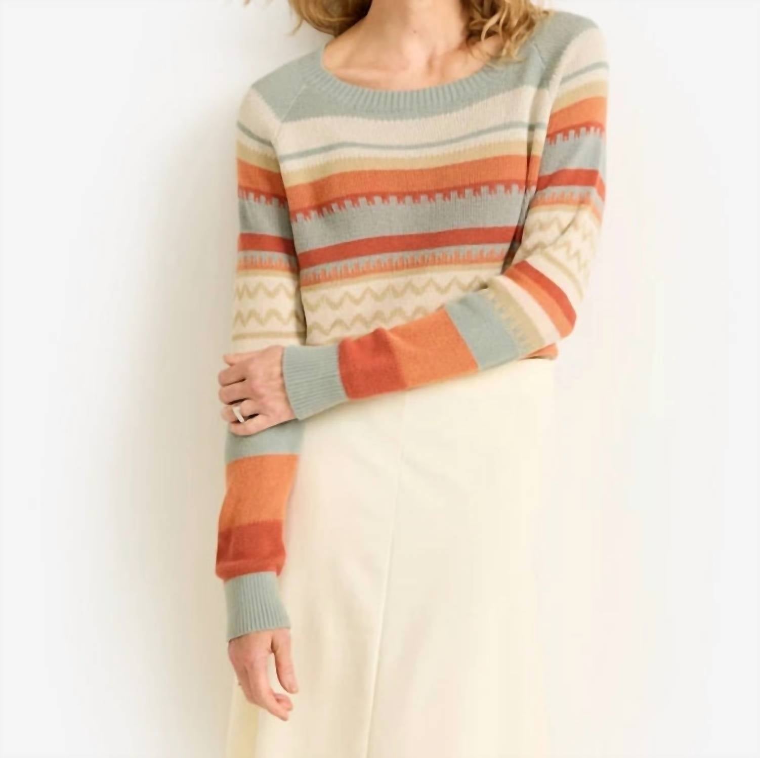 PENDLETON Raglan Cotton Sweater in rust blue multi - women's sweater