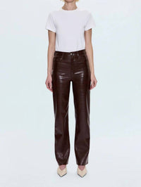 PISTOLA Cassie Super High Rise Straight Leg Pants in tobacco croc - women's jeans