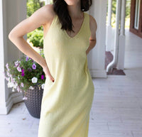 Q2 Sleeveless Grove Knit Dress in lemon - women's dress - alternate view