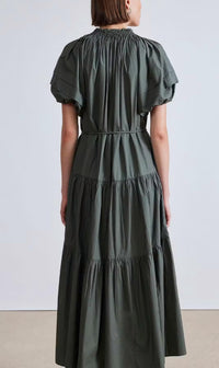 APIECE APART Uva Romantic Maxi Dress in thyme - women's dress - detail view
