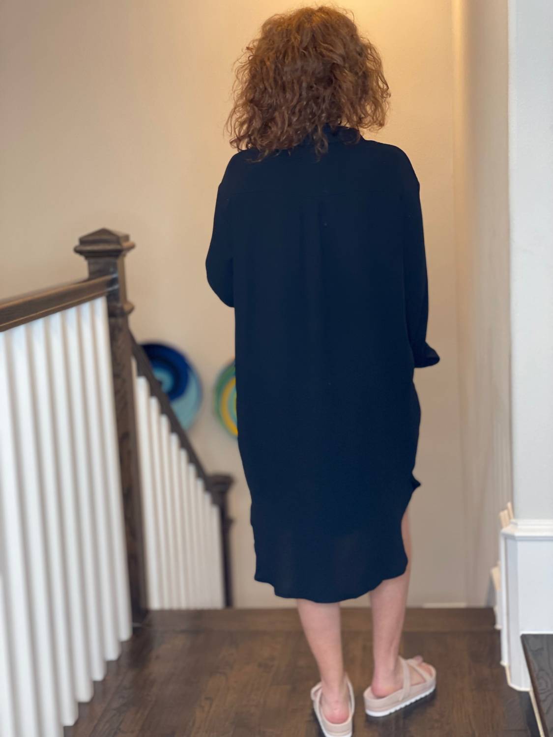 Before You Collection - Gauze Button Up Shirtdress - black - clothing - cotton
