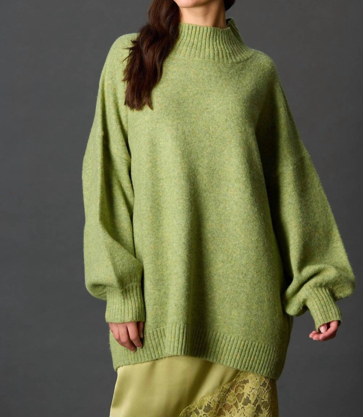 Before You - Knit Ribbed Funnel Neck Oversized Pullover