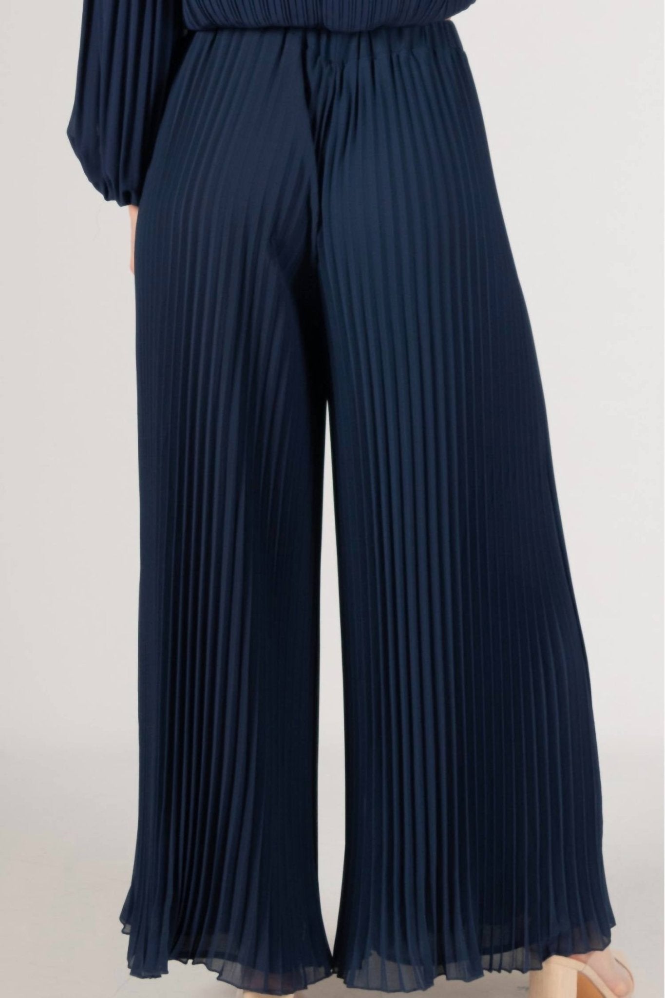 Before You - Pleated Chiffon Wide Leg Pants - blue - clothing - pants