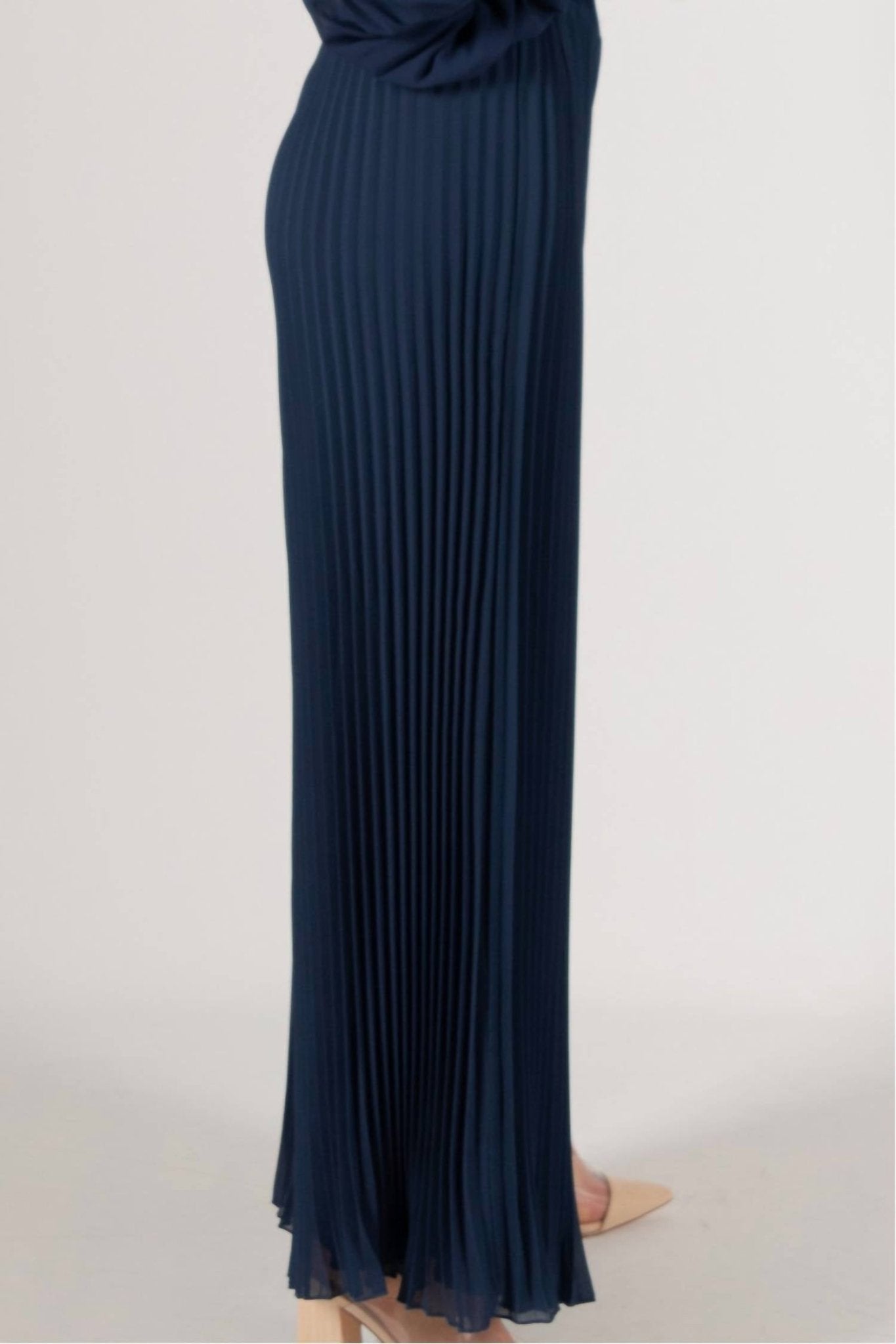 Before You - Pleated Chiffon Wide Leg Pants - blue - clothing - pants