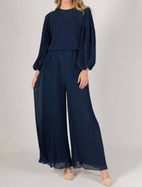 Before You - Pleated Chiffon Wide Leg Pants - blue - clothing - pants