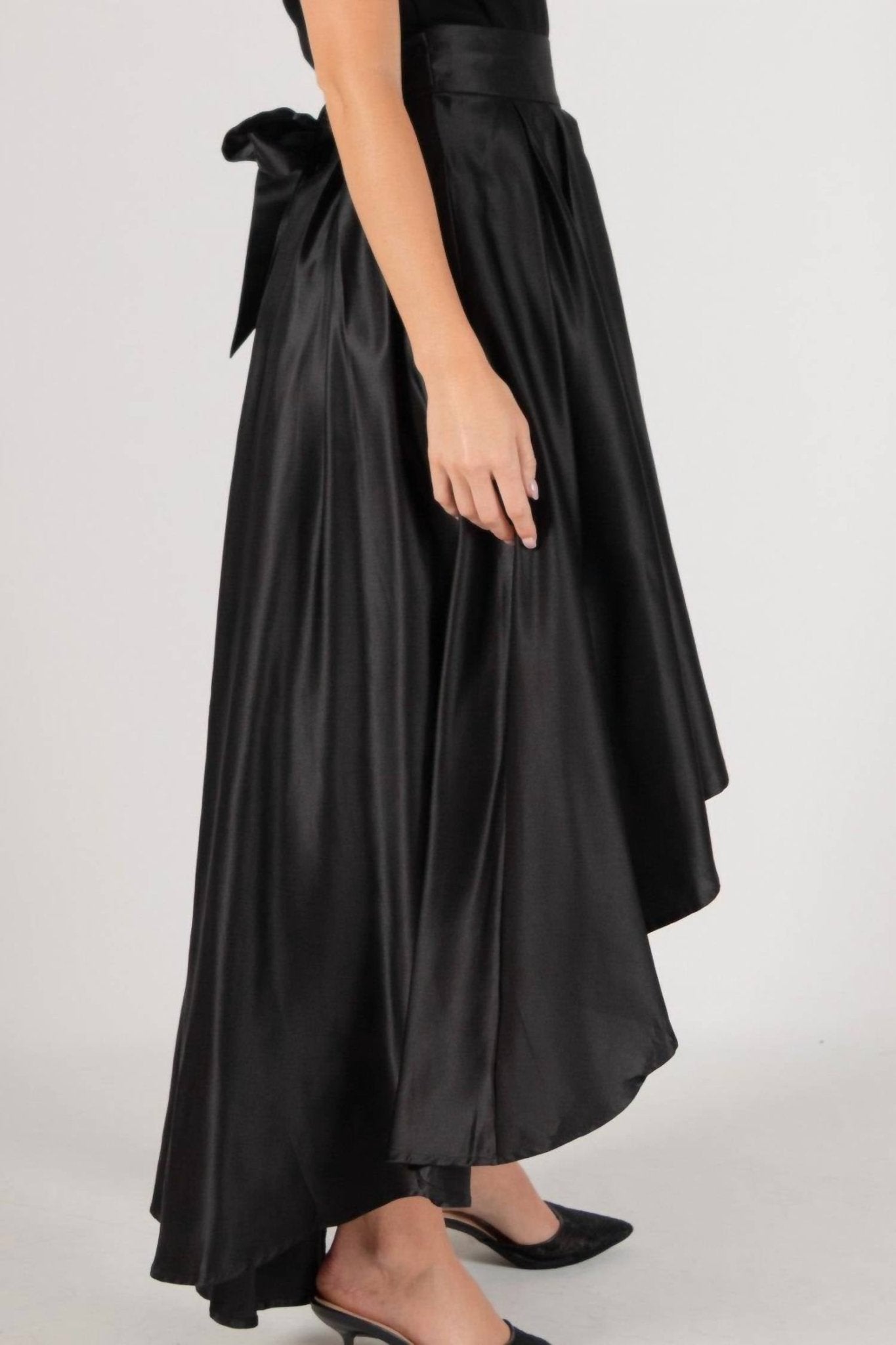 Before You - Satin Hi - low Formal Skirt - black - clothing - knee - length - skirts