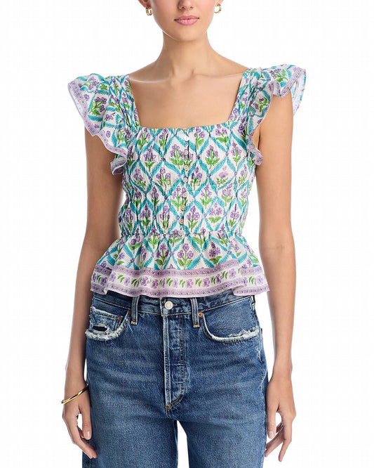 Bell - Fleur Smocked Top - clothing - cotton - crop - tops
