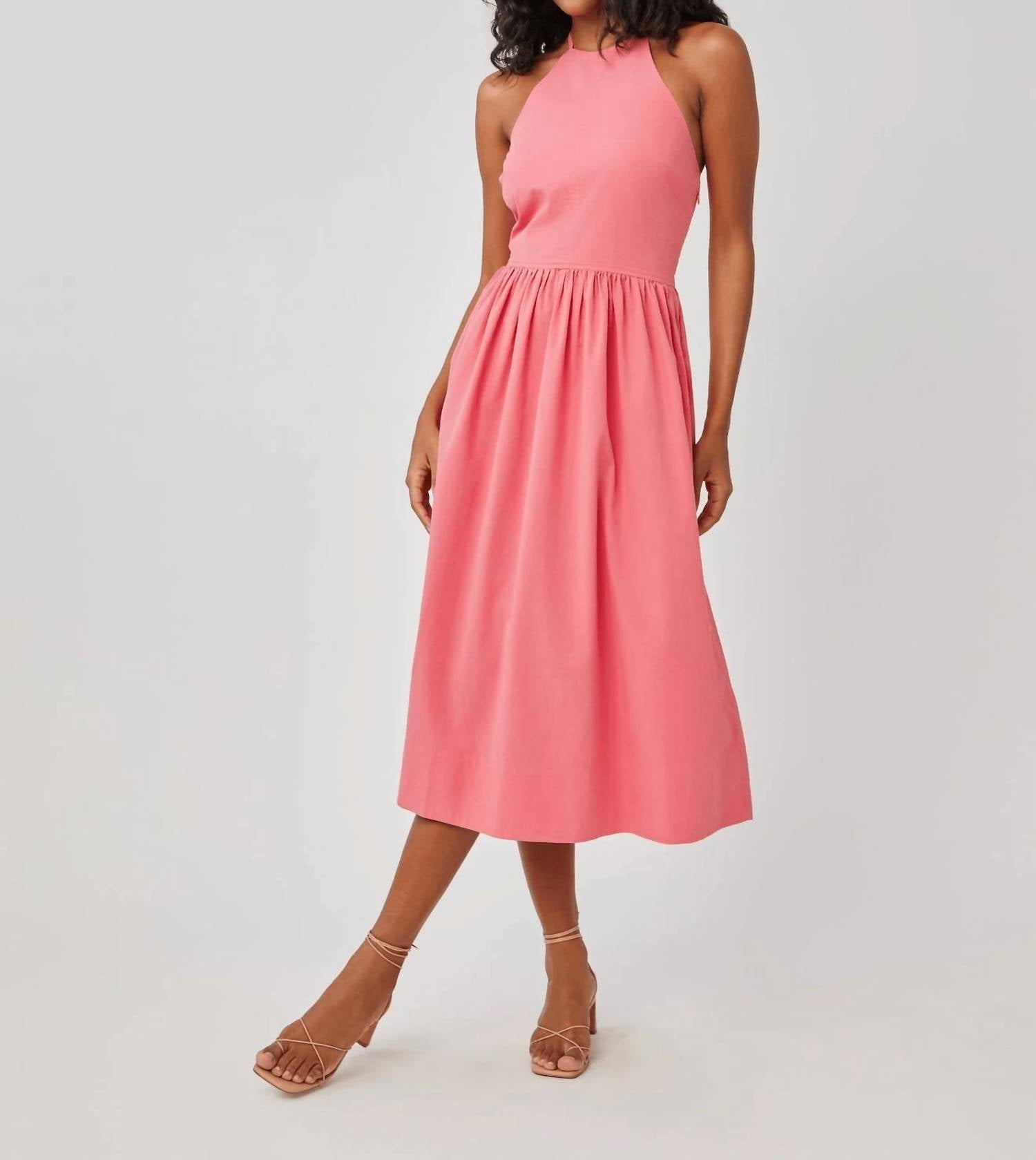 Bella Dahl - Fitted Midi Halter Dress - clothing - cotton - blend - dresses